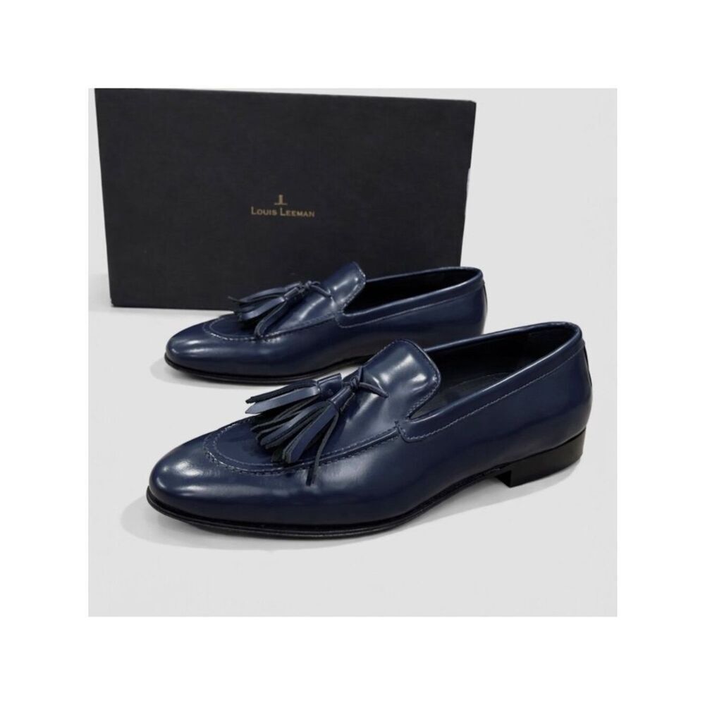 Louis Leeman LL00122 Blue Leather Tassel Loafers EU 39 New Italy